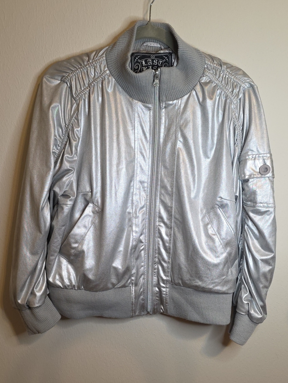 last kiss Silver Metallic Bomber Jacket